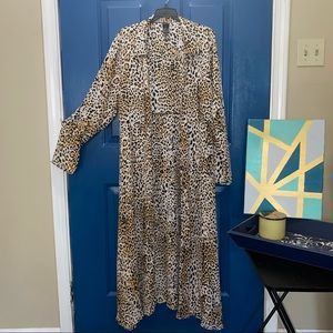 Maxi-Length Sheer Cheetah Cardigan